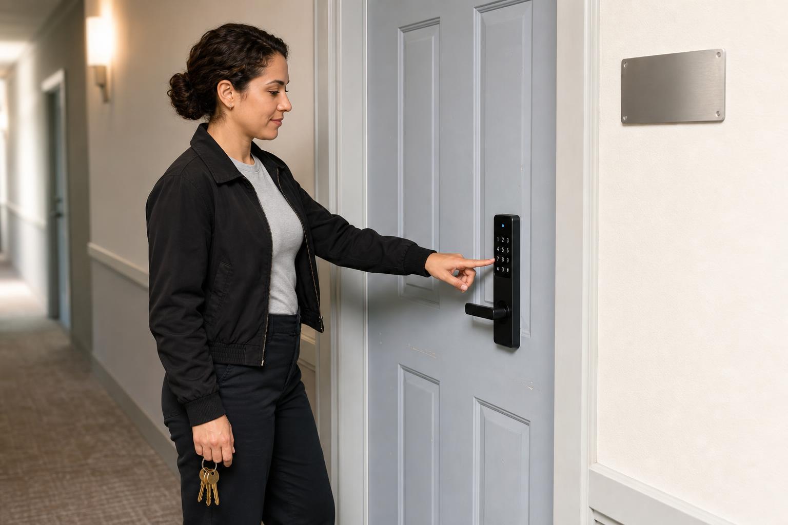 Property manager using an owned smart lock for apartment turnover without traditional rekeying.